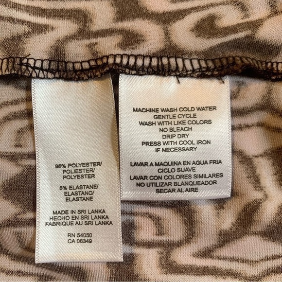 NINE WEST 3/4-sleeve Dress Stretch Straight Hem Aztec Brown Red Orange Womens 12 - Picture 7 of 11